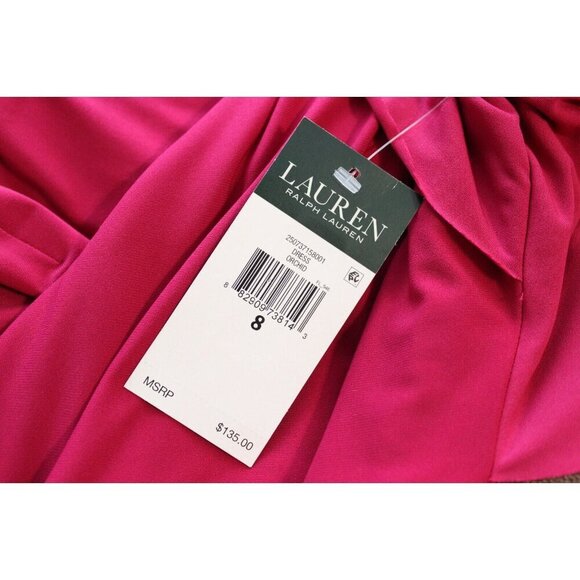 NWT Lauren Ralph Lauren Dress Size 8 Gaelyn Orchid Preppy Belted Stretch Formal - Picture 15 of 16
